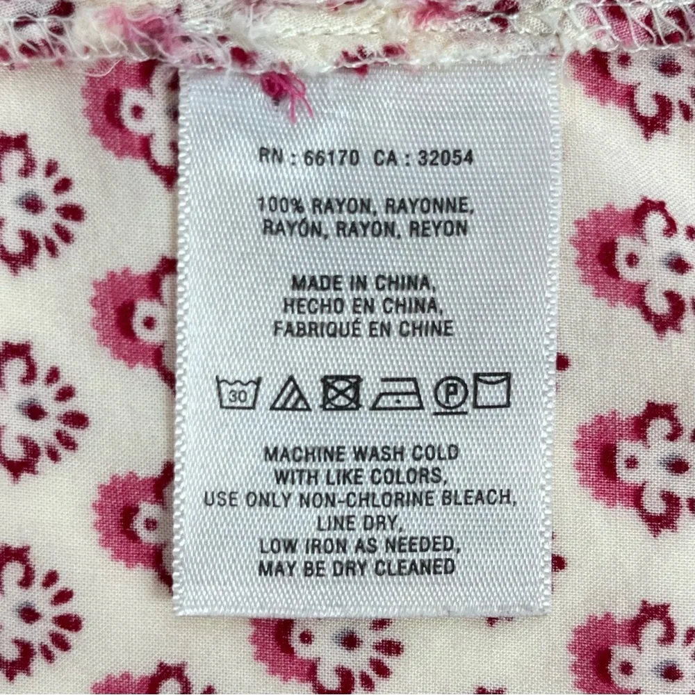 Maeve by Anthropologie Women Size 4 Loose Flowy Blouse Laiken Print Henley‎